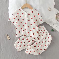 批发儿童家居服夏季薄款男童女童短袖套装可外穿<b class='q'>小童</b>空调服宝宝睡衣夏