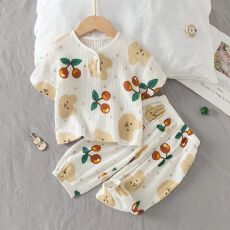 批发儿童家居服夏季薄款男童女童短袖套装可外穿<b class='q'>小童</b>空调服宝宝睡衣夏