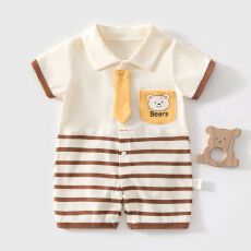 新生婴儿无骨连体衣男女宝宝夏季连体衣薄款短袖哈衣卡通爬服哈衣