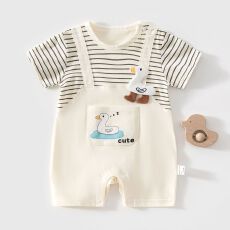 新生婴儿无骨连体衣男女宝宝夏季连体衣薄款短袖哈衣卡通爬服哈衣