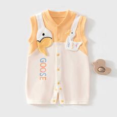 婴儿连体衣夏装宝宝无袖背心哈衣纯棉无袖背心哈衣新生儿薄款哈衣