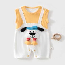婴儿连体衣夏装宝宝无袖背心哈衣纯棉无袖背心哈衣新生儿薄款哈衣