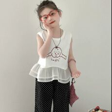 批发女童套装夏季2026新款儿童洋气夏装<b class='q'>宝宝</b>韩版背心无袖休闲两件套