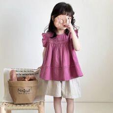 批发<b class='q'>女</b>童<b class='q'>短裤</b><b class='q'>套装</b>夏季2026新款洋气儿童背心飞袖娃娃衫夏天大童两件套
