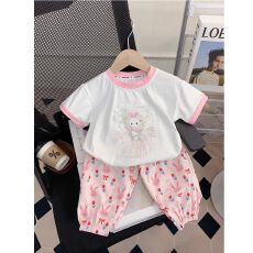 批发女童夏季套装2026新款洋气儿童<b class='q'>宝宝</b>短袖防蚊裤两件套时髦童装薄款