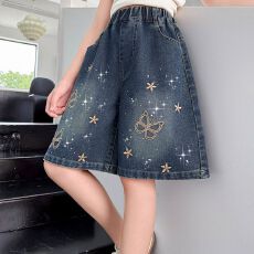 批发<b class='q'>女童</b>夏<b class='q'>季</b>休闲牛仔<b class='q'>短裤</b>2026夏装新款女大童洋气时尚五分裤女孩裤子