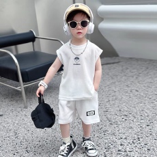 批发2026夏季新款无袖吸汗透气中<b class='q'>小童</b>潮款百搭男孩时髦休闲夏装两件套