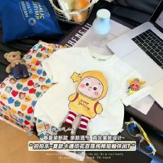 批发儿童短袖星星人夏装新款卡通休闲男女童百搭立体玩偶短袖上衣T恤