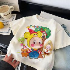 批发2026纯棉夏季儿童立体玩偶新款韩版男女宝宝可爱宽松休闲儿童t恤