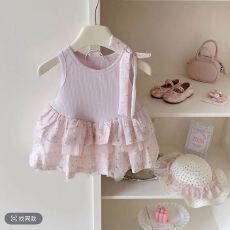 批发女童夏季新款韩系波点公主裙蛋糕裙女宝宝甜美蓬蓬背心时尚连衣裙