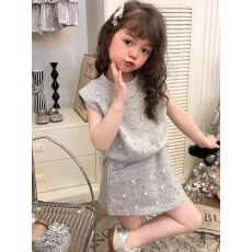 批发2026时尚童装亲子穿搭<b class='q'>儿童</b>精致珍珠背心套装春夏季女童高级韩版