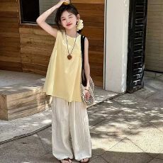 批发女童背心套装夏季2026新款儿童夏装慵懒风洋气中大童阔腿裤两件套