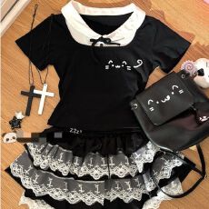 批发女童日系亚文风衣服2026新款夏季中大童修身jk甜美小套装甜妹穿搭