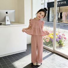 批发韩版女童无袖套装夏装2026夏季新款儿童大童防蚊阔腿裤休闲两件套