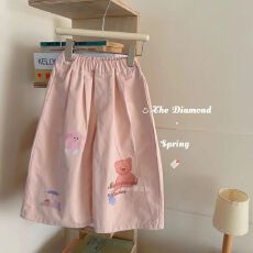 批发女童裤子春夏季新款中小童韩版小熊印花休闲裤女宝宝百搭宽松长裤