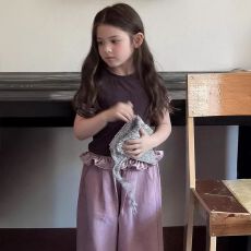 批发女童2026夏季新款套装短袖T恤花边<b class='q'>休闲</b>裤两件套