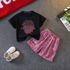 男童夏季套装短袖短裤2026新款儿童洋气帅气男孩韩系亮片套装童装