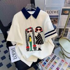 女童夏装Polo衫夏季透气卡通女孩印花儿童大童学院风撞色翻领上衣