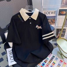 女童夏装Polo衫夏季透气卡通女孩印花儿童大童学院风撞色翻领上衣