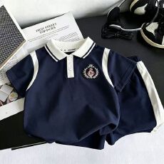 批发男童夏季<b class='q'>套装</b>2026新款婴幼儿短袖短裤Polo领学院男宝宝休闲童装潮