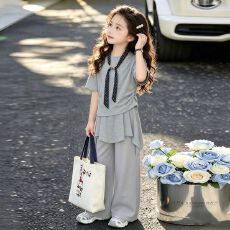 批发女童夏季套装2026新款儿童休闲韩版中大童时髦洋气薄款夏装两件套