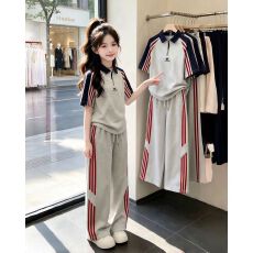 批发<b class='q'>女</b><b class='q'>童</b>夏装休闲<b class='q'>套装</b>夏季2026新款女孩儿童洋气短袖t恤运动裤两件套