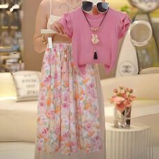 批发2026新款<b class='q'>女童</b><b class='q'>套装</b>夏季洋气儿童小飞袖T恤夏装小女孩休闲裤两件套