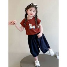 批发女小童夏季短袖套装2026新款女宝宝洋气时髦夏装小女孩韩范两件套