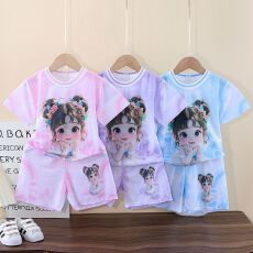 批发2026新款宝宝衣服儿<b class='q'>童</b>女孩<b class='q'>夏</b>天薄款速干冰丝女<b class='q'>童</b><b class='q'>夏季</b><b class='q'>短</b>袖两件<b class='q'>套装</b>