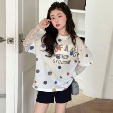批发<b class='q'>女</b><b class='q'>童</b>波点<b class='q'>防晒</b>袖<b class='q'>夏季</b>2026新款超好看<b class='q'>女</b>孩洋气假两件儿童薄款上衣恤