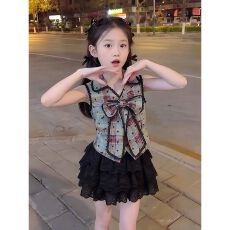批发格子布】女童巨好看<b class='q'>套装</b>夏季2026新款<b class='q'>儿童</b>独特漂亮背心裙子两件套
