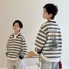 批发<b class='q'>男</b><b class='q'>童</b>条纹<b class='q'>套</b>头卫衣韩版儿童长袖春季<b class='q'>男</b>孩中大童<b class='q'>童装</b>春秋上衣打底衫