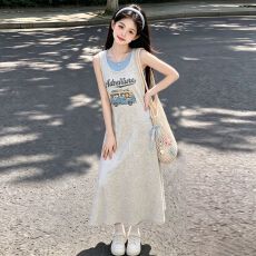 批发2026新款<b class='q'>女</b><b class='q'>童</b>宽松裙子女中大童夏季洋气<b class='q'>连衣裙</b>儿童甜美背心裙夏装