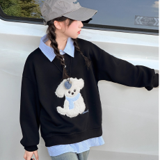 批发女童春<b class='q'>秋</b>假两件衬衫领卫衣2026新款卡通小狗中大童休闲长袖上衣潮