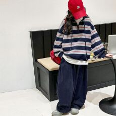 批发韩版女童2026早<b class='q'>秋</b>新款春<b class='q'>秋</b>条纹卫衣套装中大童韩版休闲裤子两件套