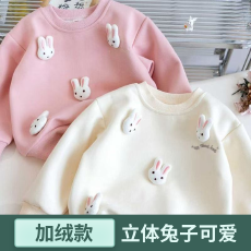 儿童春秋立体新款棉圆领套头衫卡通上衣男女童长袖卫衣秋冬装