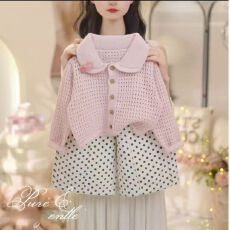 批发<b class='q'>女</b><b class='q'>童</b>套装2026秋季新款宝宝洋气甜美开衫毛衣外套波点阔腿裤两件套