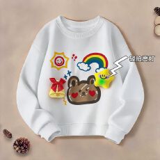 批发春秋长袖儿童圆领舒适宽松卫衣春秋立体卡通中大童加厚加绒上衣