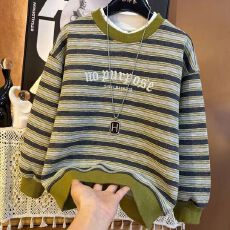 批发<b class='q'>男</b><b class='q'>童</b>卫衣新款条纹中大童帅气韩版儿童打底加绒男孩春秋长袖上衣潮