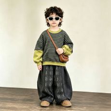 批发男童<b class='q'>秋</b>季套<b class='q'>装</b>2026新款韩版儿童撞色条纹卫衣时髦宽松阔腿<b class='q'>裤</b><b class='q'>两件套</b>