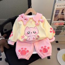 曼巴棉女童秋套装2026新款宝宝洋气时髦卫衣卫裤两件套秋季套装
