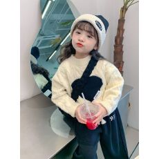 女童套头毛衣2026秋冬新款儿童装小女孩洋气时髦针织衫爱心上衣潮