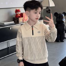男童毛衣秋冬新款中大儿童洋气长袖上衣男孩条纹保暖毛线衣打底衫