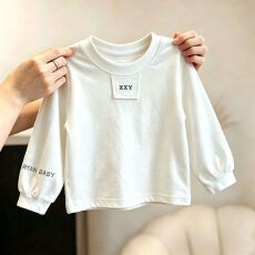 批发纯棉儿童<b class='q'>长袖</b><b class='q'>t</b><b class='q'>恤</b>春秋季男女童韩版小狗刺绣简约圆领上衣打底衫