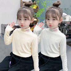 批发2026秋冬装新款女童半高领德绒打底衫儿童小宝宝洋气加厚上衣潮