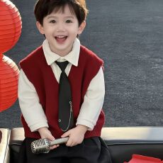 批发1039马甲+8176<b class='q'>衬衫</b>】<b class='q'>男</b><b class='q'>童</b>毛衣新年红马甲外穿冬季加绒<b class='q'>衬衫</b>拜年服
