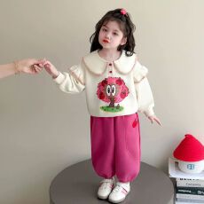 批发女童套装2026秋季新款儿童超萌娃娃领苹果树卫衣宝宝可爱束脚卫裤