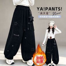 批发女童<b class='q'>加绒</b><b class='q'>裤</b>子洋气加厚星星绣花阔腿运动<b class='q'>裤</b>韩范潮流保暖显瘦秋冬款
