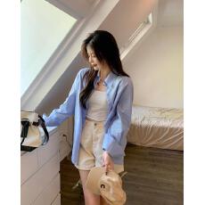 批发法式白色长袖<b class='q'>衬衫</b>女叠穿内搭春秋薄款宽松bf慵懒风休闲上衣外套女