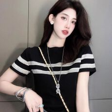 包边+欧货条纹短袖T恤女2026夏季韩版修身显瘦上衣超好看打底衫潮